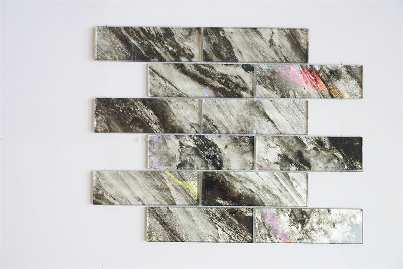 Factory Wholesale Marble Strip Glass Tile Mosaic for Bathroom Wall Decoration Customized patterns