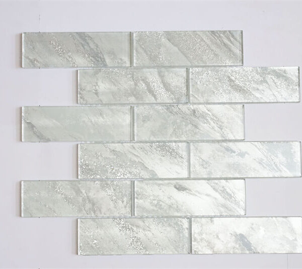 White Glitter Glass Mosaic Tile for Bathroom Wall  production