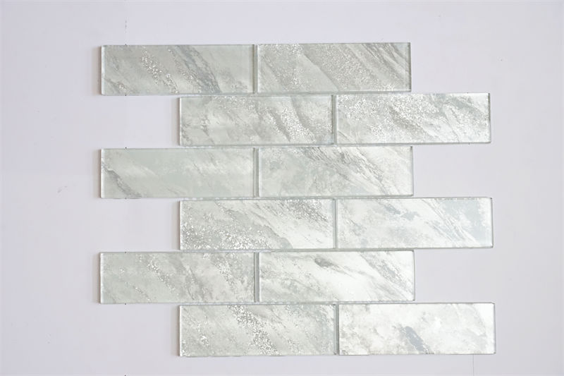 White Glitter Glass Mosaic Tile for Bathroom Wall production