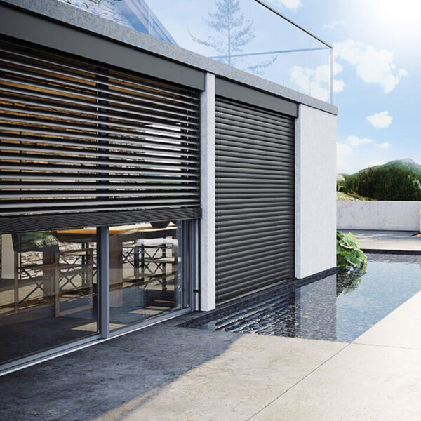 50mm Aluminum Electric Venetian Blinds Outdoor Waterproof Sunproof, Heavy Duty Metal Horizontal Windows Skylights Built-in Motor