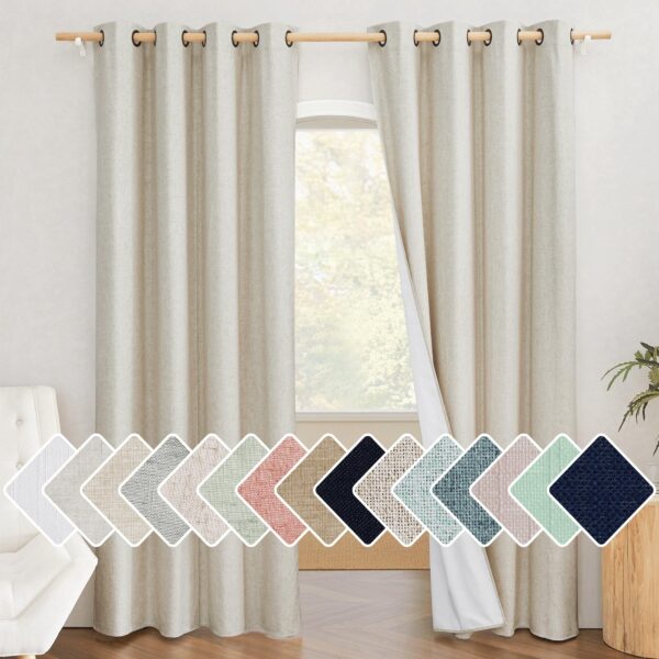 Long Natural Blackout Coated Thermal Soundproof Curtains for Living Room Luxury Thick 100% Polyester