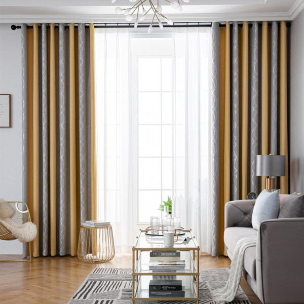 Custom Fashion Colors Splicing Block Single Panel Blackout Curtain for the Living Room