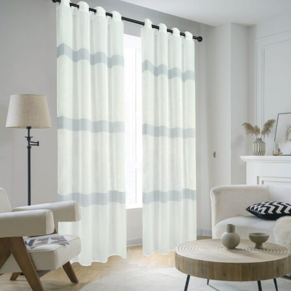 High End Curtains Designs Hometextile Ginned Linen Dusty Blue Dining Room Rideaux De Salon Window Sheer Curtains