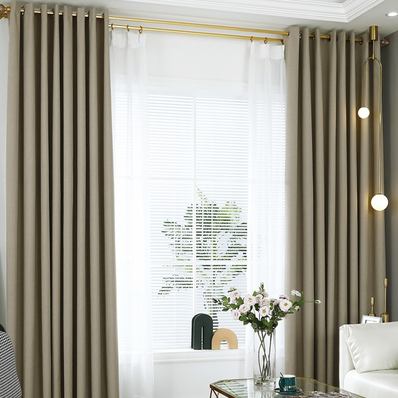 Factory Wholesale Modern Woven Grommet Solid Color Block out Heat and Light for Room