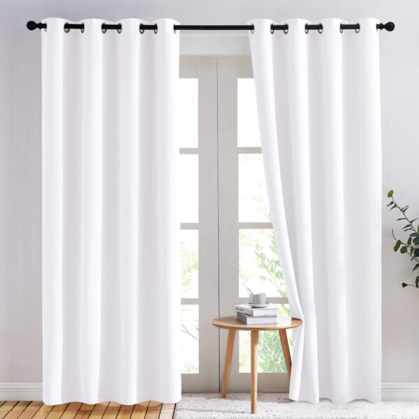 Factory Wholesale Light Blocking Grommet Drape Curtains Plain White for Living Room Valances & Curtains for Salon Cortinas Para La Sala