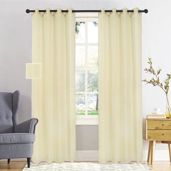 Luxury 100% Polyester Gold Yellow Meteor Gauze Drape High Quality Hotel Bedroom Curtains & Valances