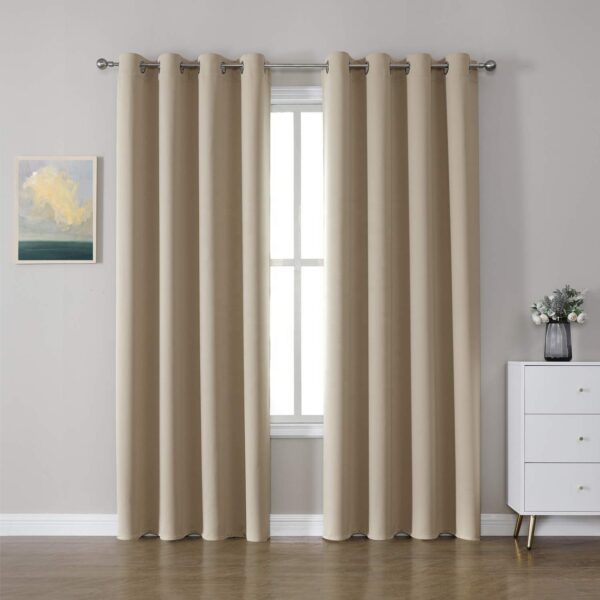 Wholesale Luxury Curtains Grommets European Light Blocking Sound Proof Beige Blackout Curtains for Home Living Room