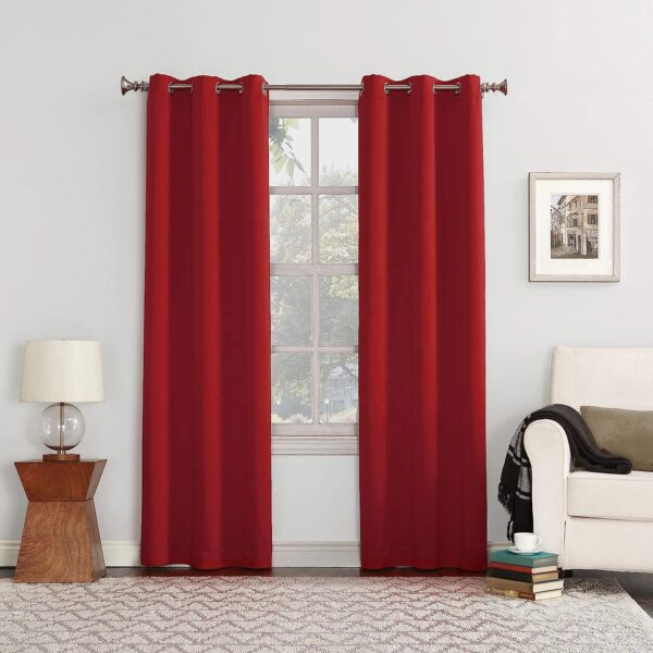 Luxury Red & Blackout Grommet Curtain Panel High Quality Woven Curtains for Home Living Room