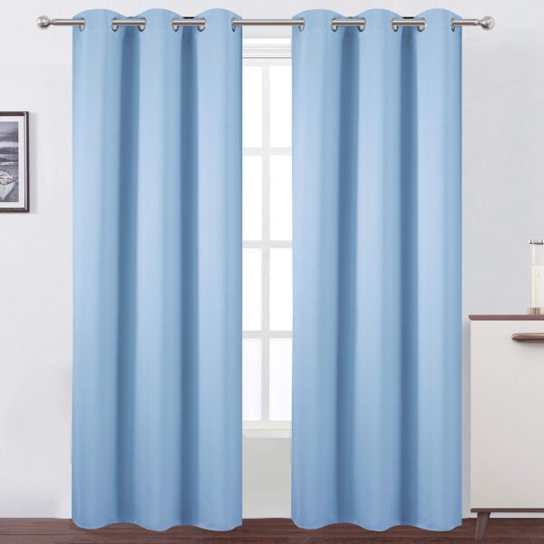 Luxury Solid Sky Blue Thermal Insulated Room Darkening Blackout Curtains Cortinas Para La Sala