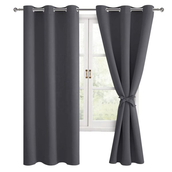 Modern Grommet Window Curtains for Living Room High Quality Dark Grey Thermal Insulated Light Blocking Fancy Woven
