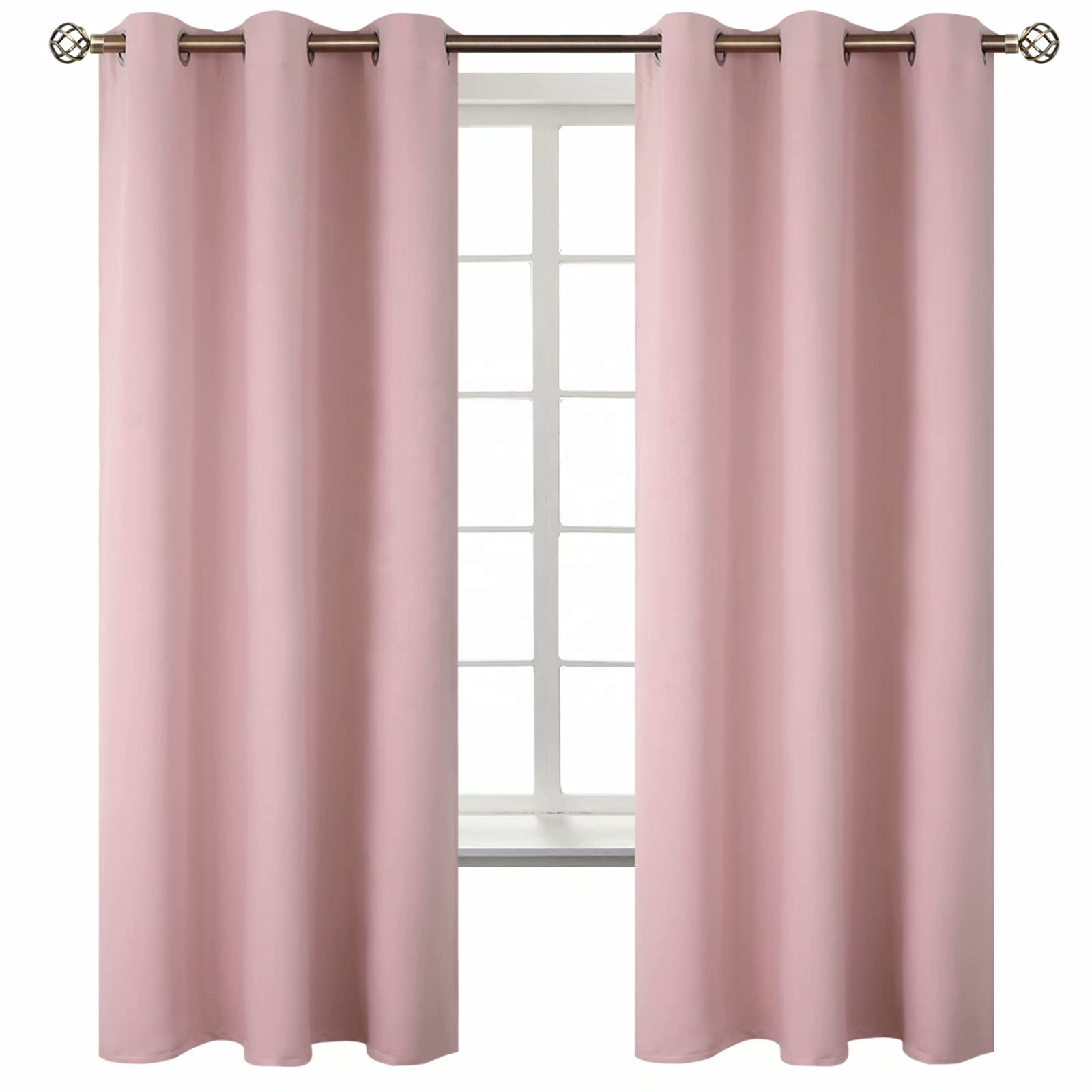 Room Darkening Curtains Grommet Thermal Insulated Drapes Baby Pink Curtains For Living Room