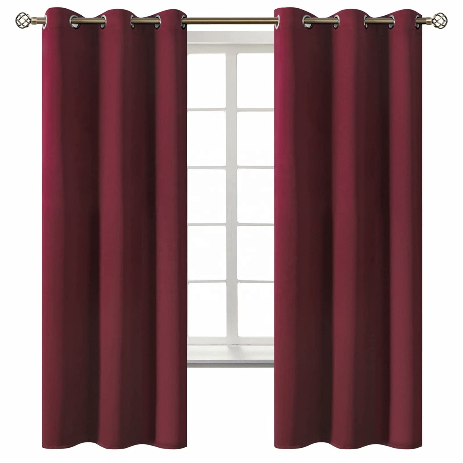 Room Darkening Curtains Grommet Thermal Insulated Drapes Burgundy Curtains for Living Room