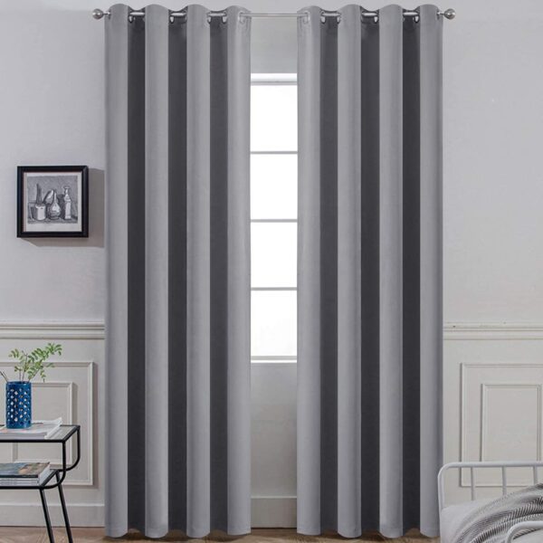 Room Darkening Gray Blackout Curtains Thermal Insulated Grommet Grey Curtain Panels for the Living Room
