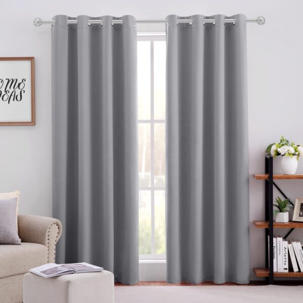 Soundproof Thermal Grommet Window Light Grey Room Darkening Wide Width Blackout Curtains for the Living Room