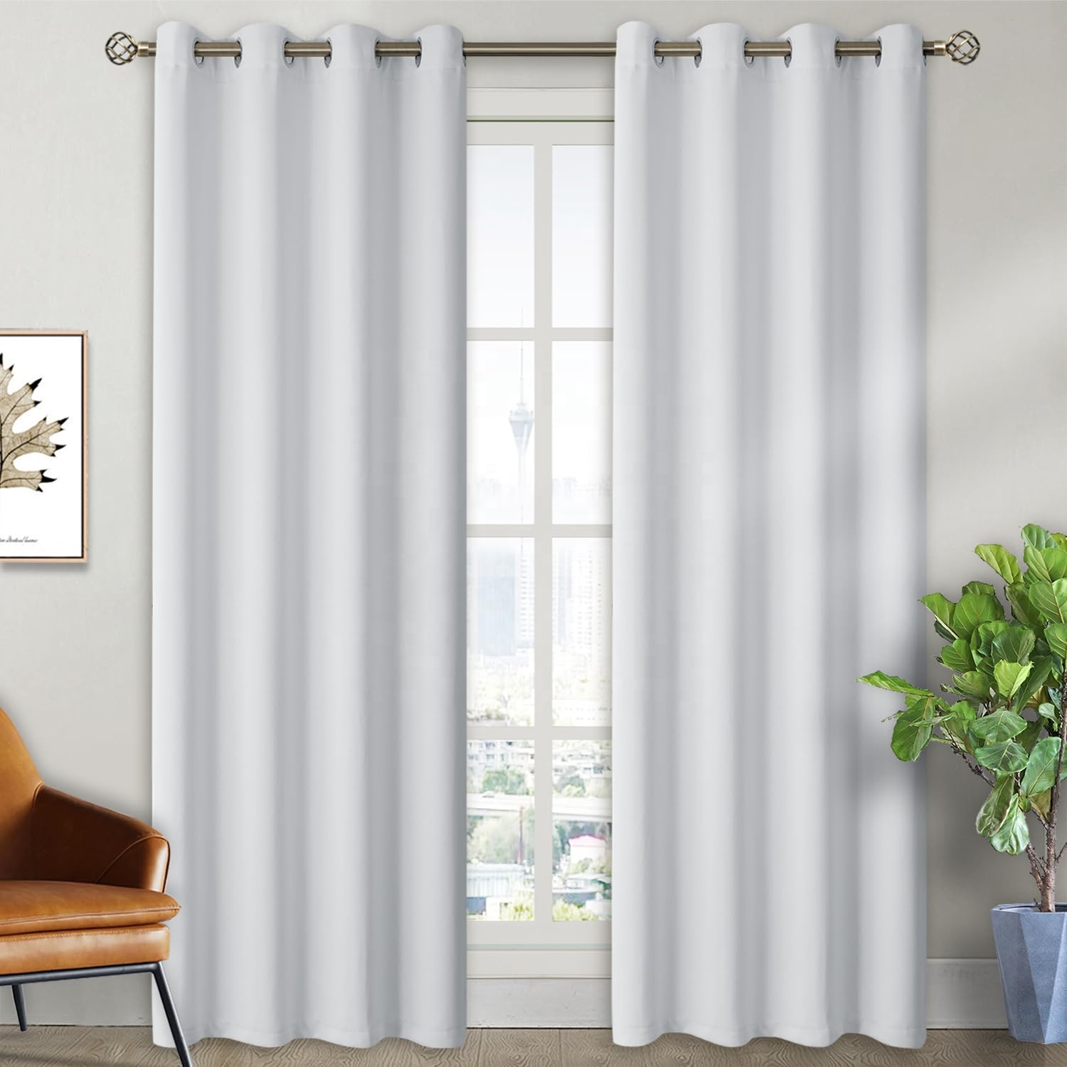 Wholesale Custom White Long Curtains Thermal Insulated Bedroom Curtains Soundproof Window Curtain Drapes for the Room