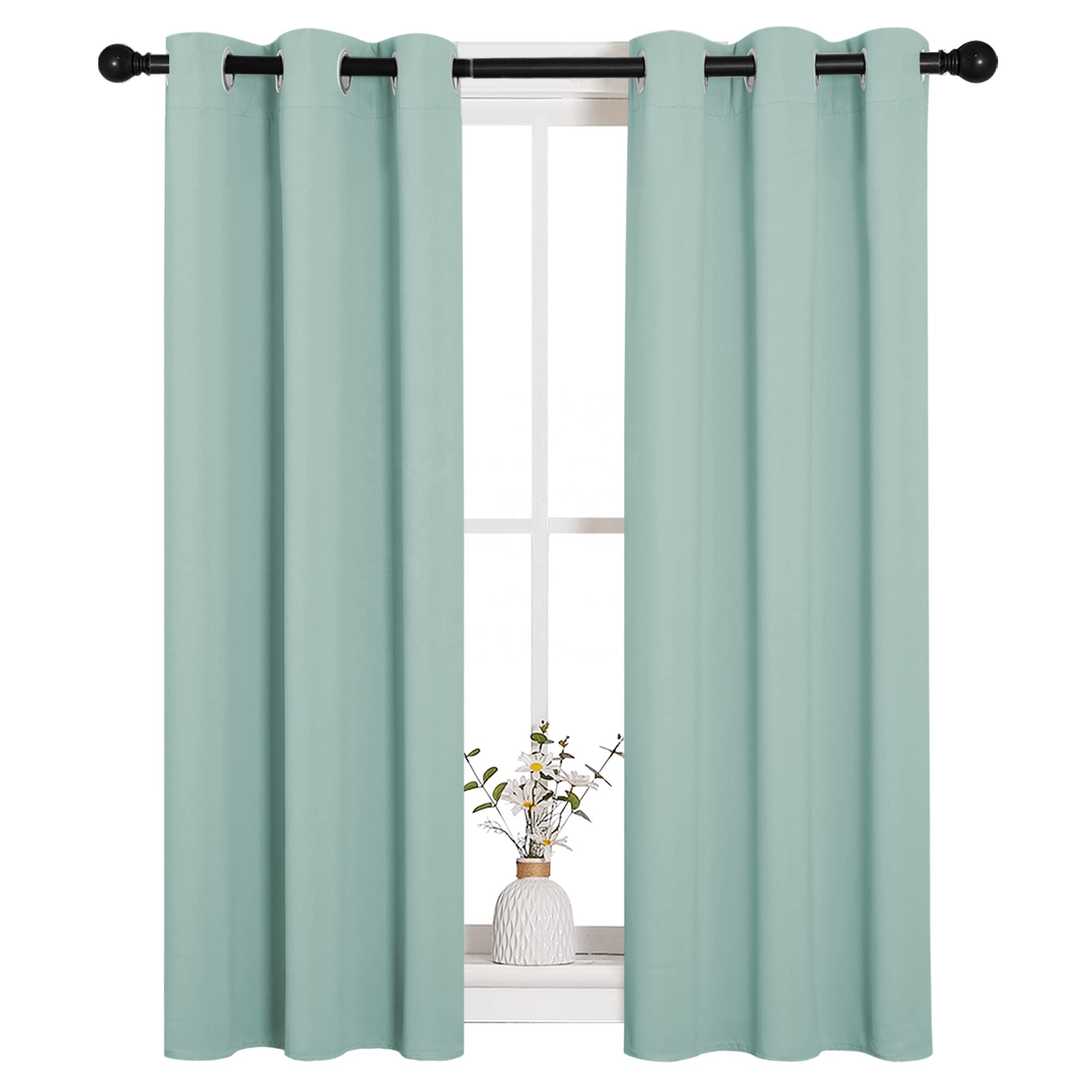 Wholesale Grommet Top Thermal Insulated Living Room Bedroom Window Aqua Blue Curtains