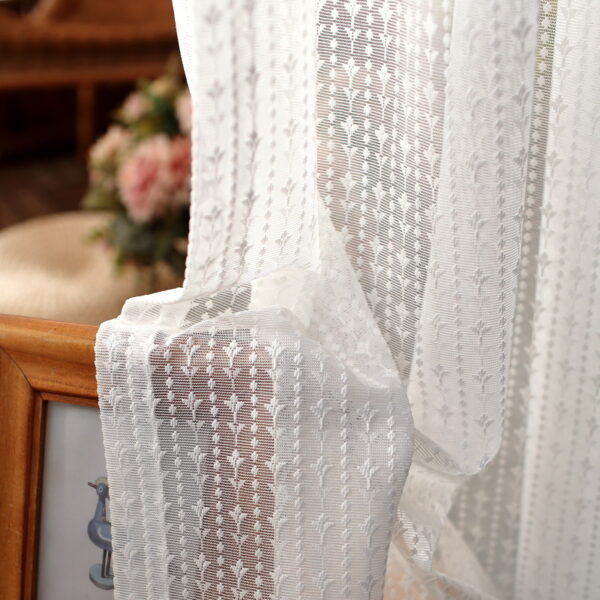 Wholesale White Popular Sales Sitting Room Floral Embroidery Curtains White Sheer