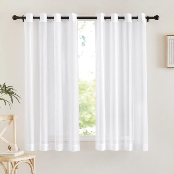 Cheap Curtains Living Room Grommet Top Gauzy Windows Sheer Curtains Decor Drapes Lightweight Breathable Panels Curtains