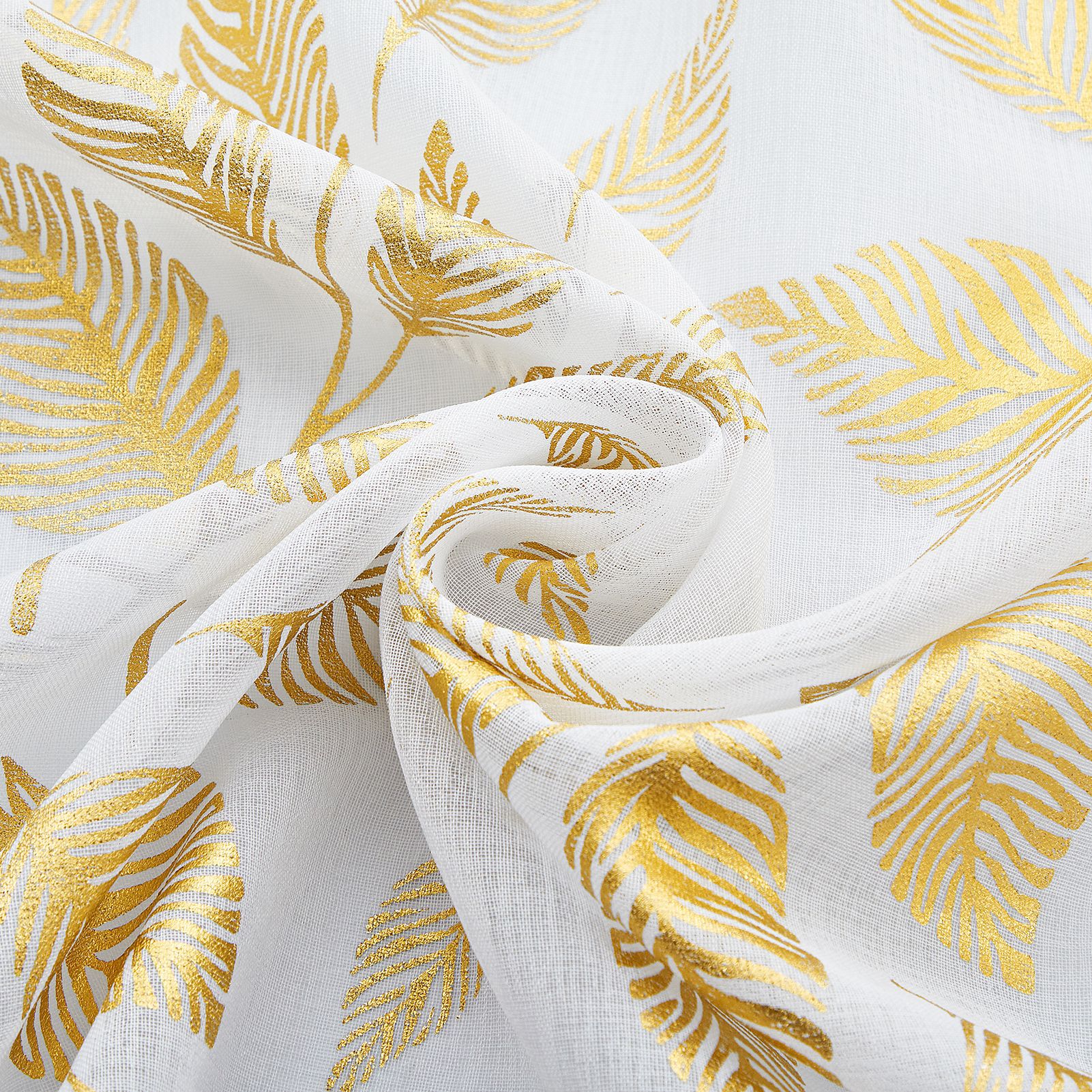 Custom Hot Stamping Silver Pressed Leaf and Star Pattern 75gsm Soft Voile Curtain Thin Linen Sheer Curtains