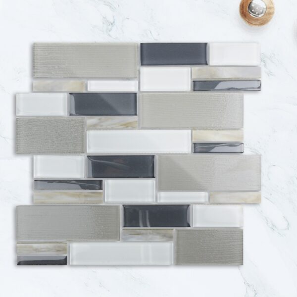Dark Gray Rectangle Glass Mosaic Tile Lndoor Kitchen Bathroom Wall Decoration Tiles Background Project Mosaic