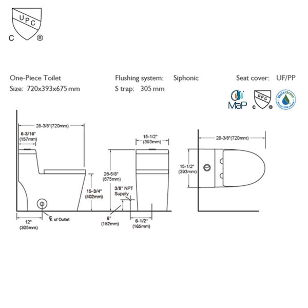 Wholesale Cupc Wc Sanitary Ware Bathroom Siphonic Ceramic One Piece Toilet