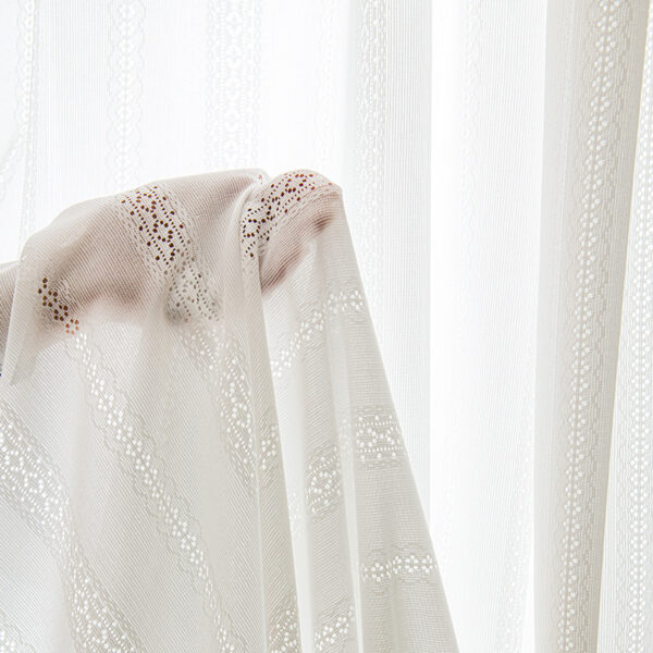 Hot Selling Hollow Design White Window Sheer Embroidery Lace Curtain Fabric for Bedroom