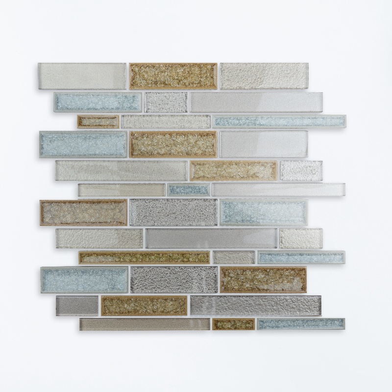 Light blue Square Stone Glass Mosaic Tile Lndoor Kitchen Bathroom Wall Decoration Tiles Background Art Mosaic