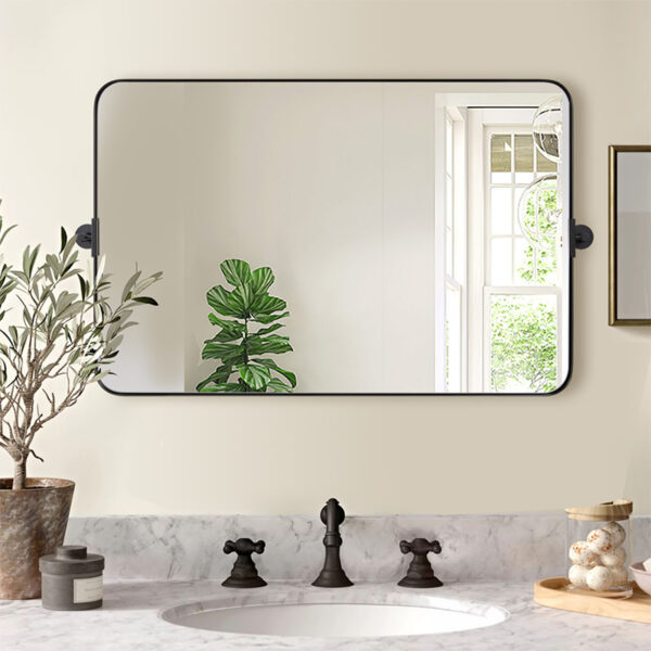Aluminum Alloy Frame Antirust Decorative Rounded Rectangle Mirror