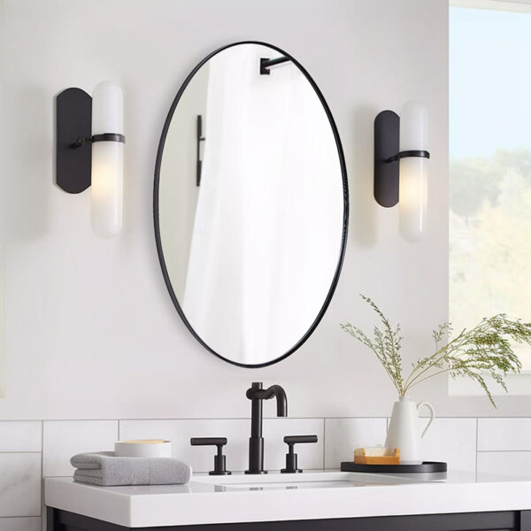 Wall Hanging Oval Aluminum Alloy Frame Bathroom Luxury Dressing Mirror