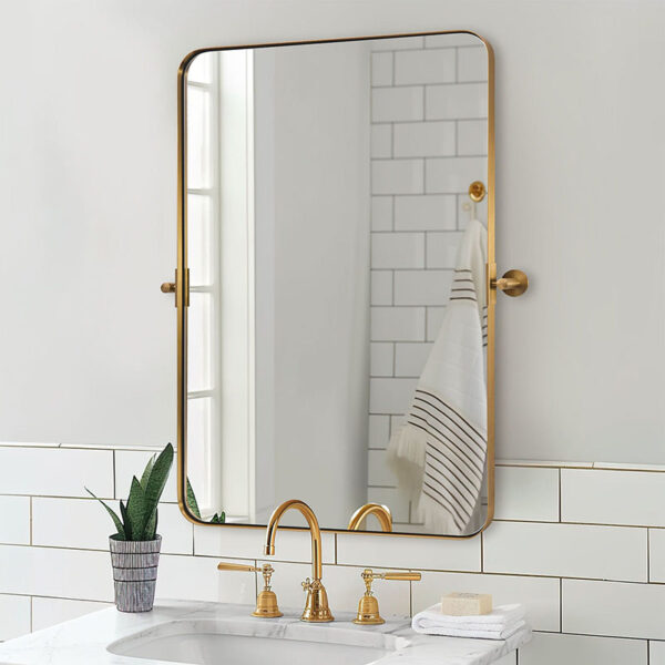 Wholesale Price Aluminum Frame Rectangle Round Corner Bathroom Dressing Wall Mirror