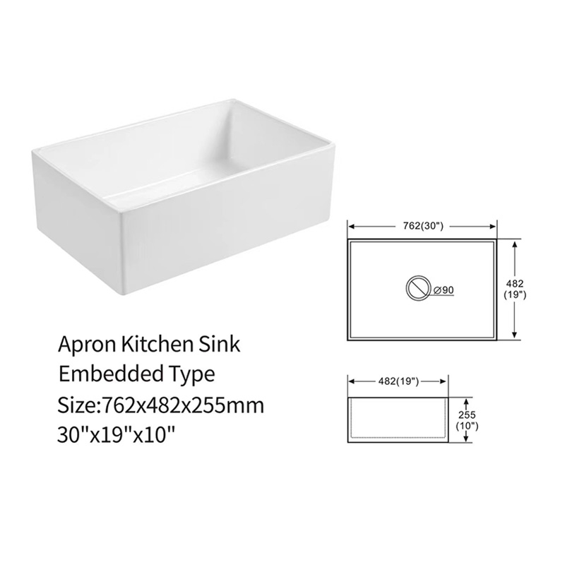 Kitchen Sink Apron Front Ceramic Porcelain Single Bowl Farmhouse Kitchen Sink - Image 16