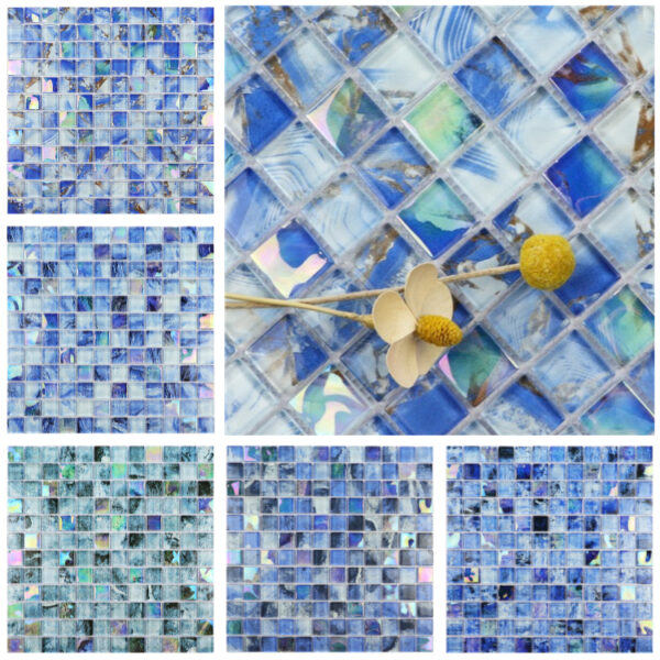 Rainbow Sparkle Tile Glass Mosaic Tile Glass Floral Mosaics for Swimming Pool