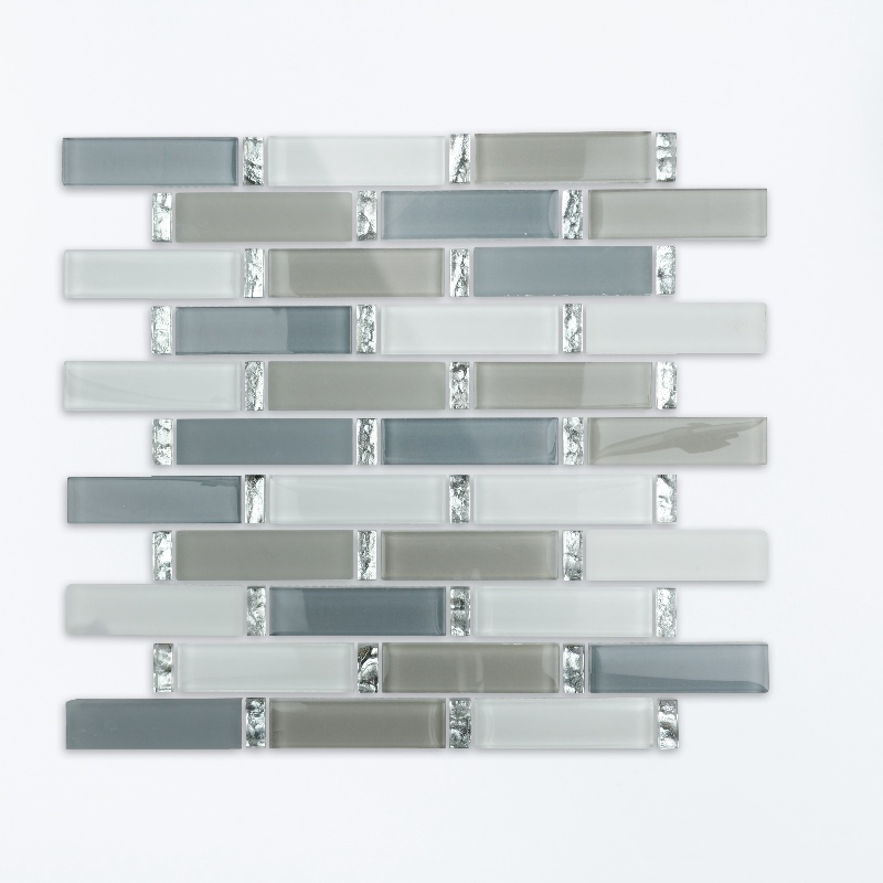 Rectangle Gray Electroplating Glass Mosaic Tile Kitchen Bathroom Wall Decoration Tiles