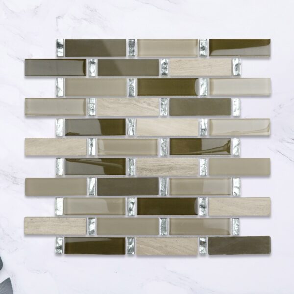 Wholesale Rectangle brown Electroplating Glass Mosaic Tile Kitchen Bathroom Wall Decoration Tiles