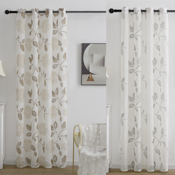 Small Order Quick Delivery Custom Floral Leaf Print Single Panel Curtain Sheer Fabric Premium Curtains & Valances