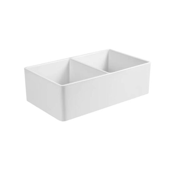 Wholesale Apron Double Bowl Rectangular White Fireclay Kitchen Sinks Kitchen Workstation Sink